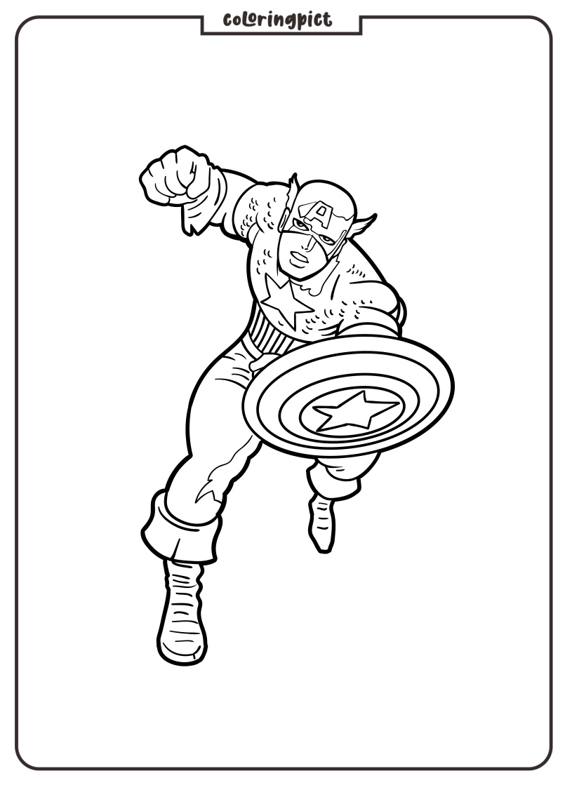 Welcome to the Heroic Captain America Coloring Pages for Kids 1 Captain America Coloring Page for Kids