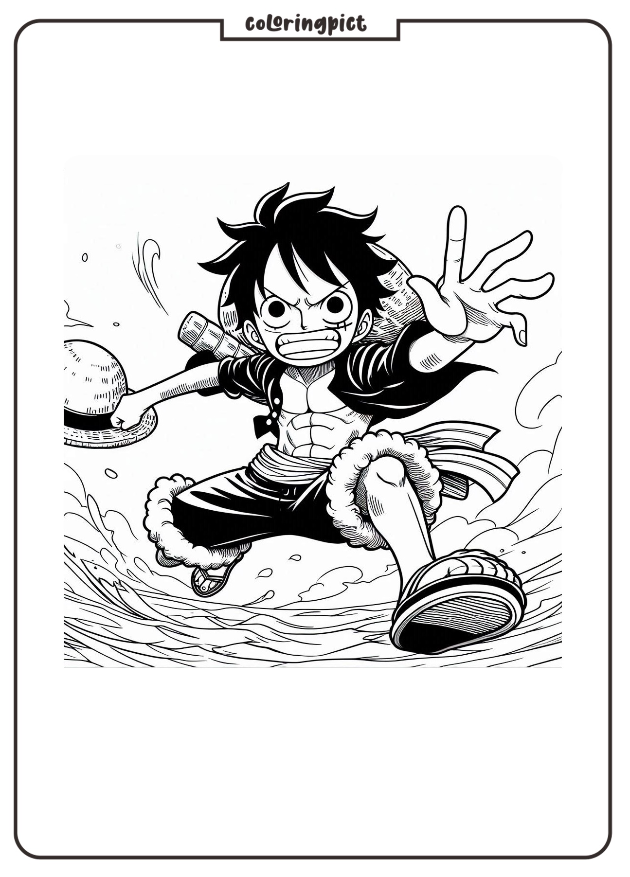 Coloring Pages Cartoon Movie Luffy in Action One Piece