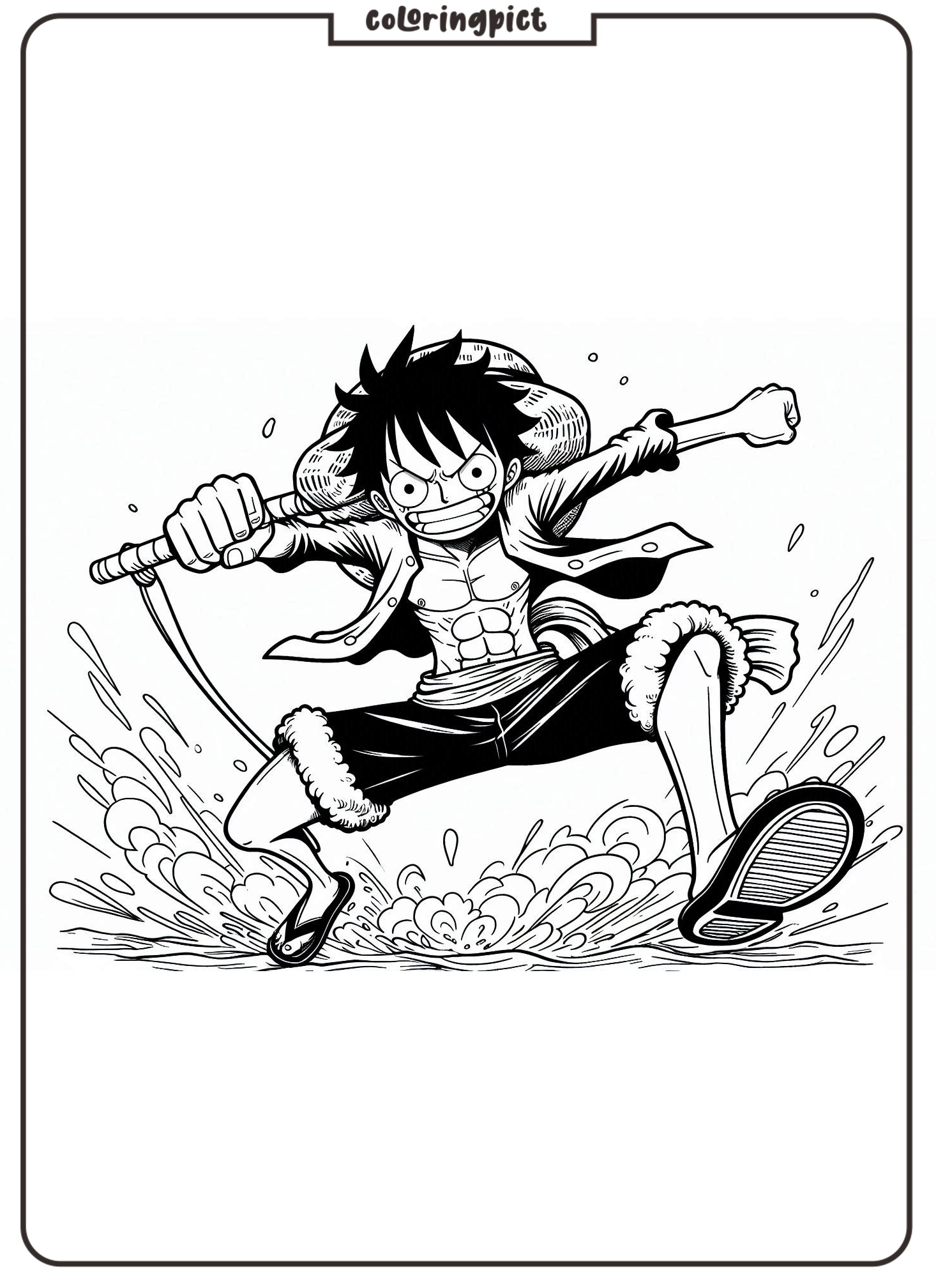Coloring Pages Luffy in Action