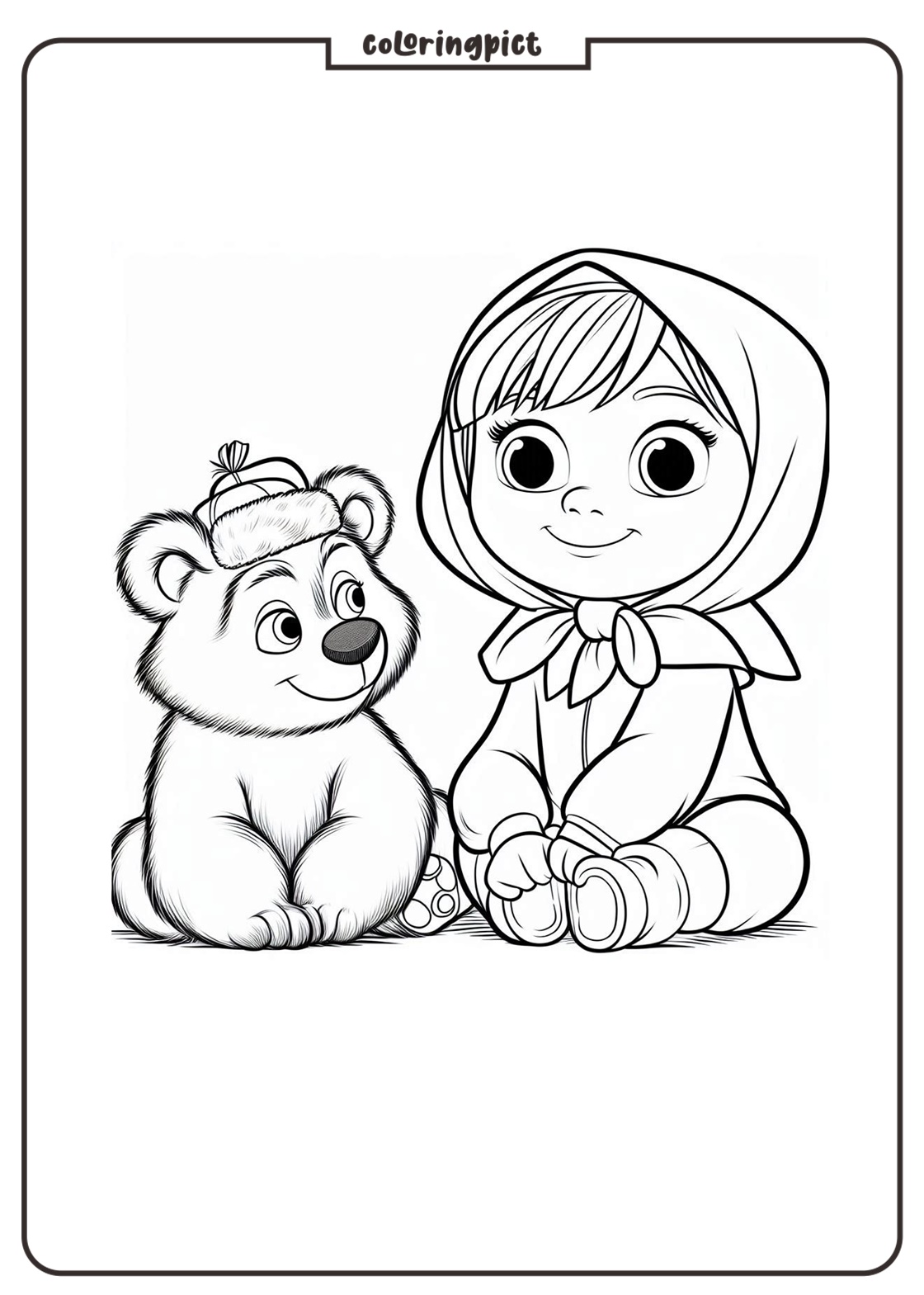 Cute Masha and Bear Coloring Pages