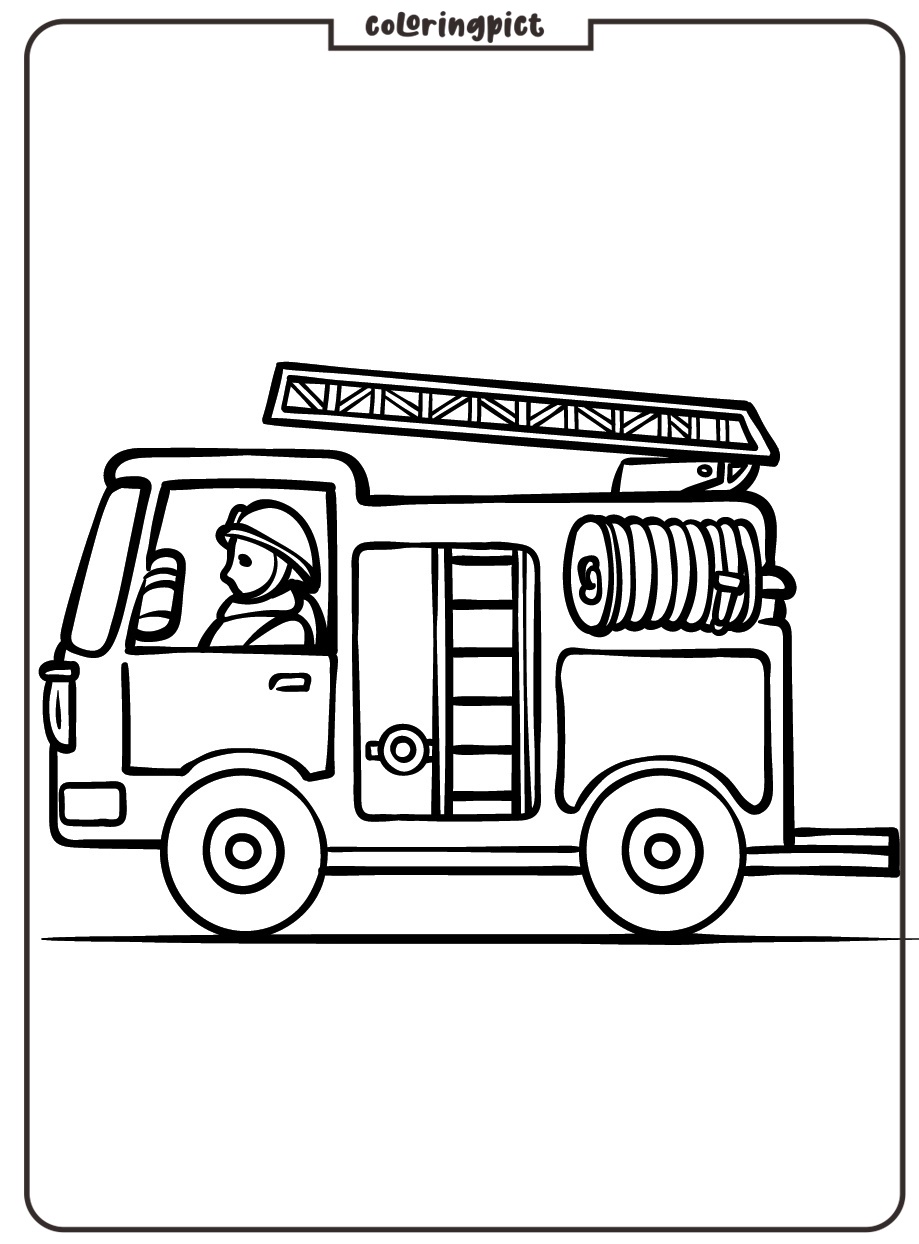 Fire Truck Coloring Page for Kids