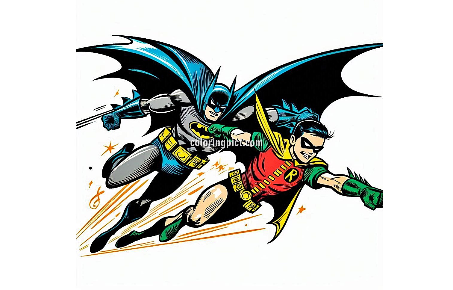Image is Batman Robin in Action Coloring
