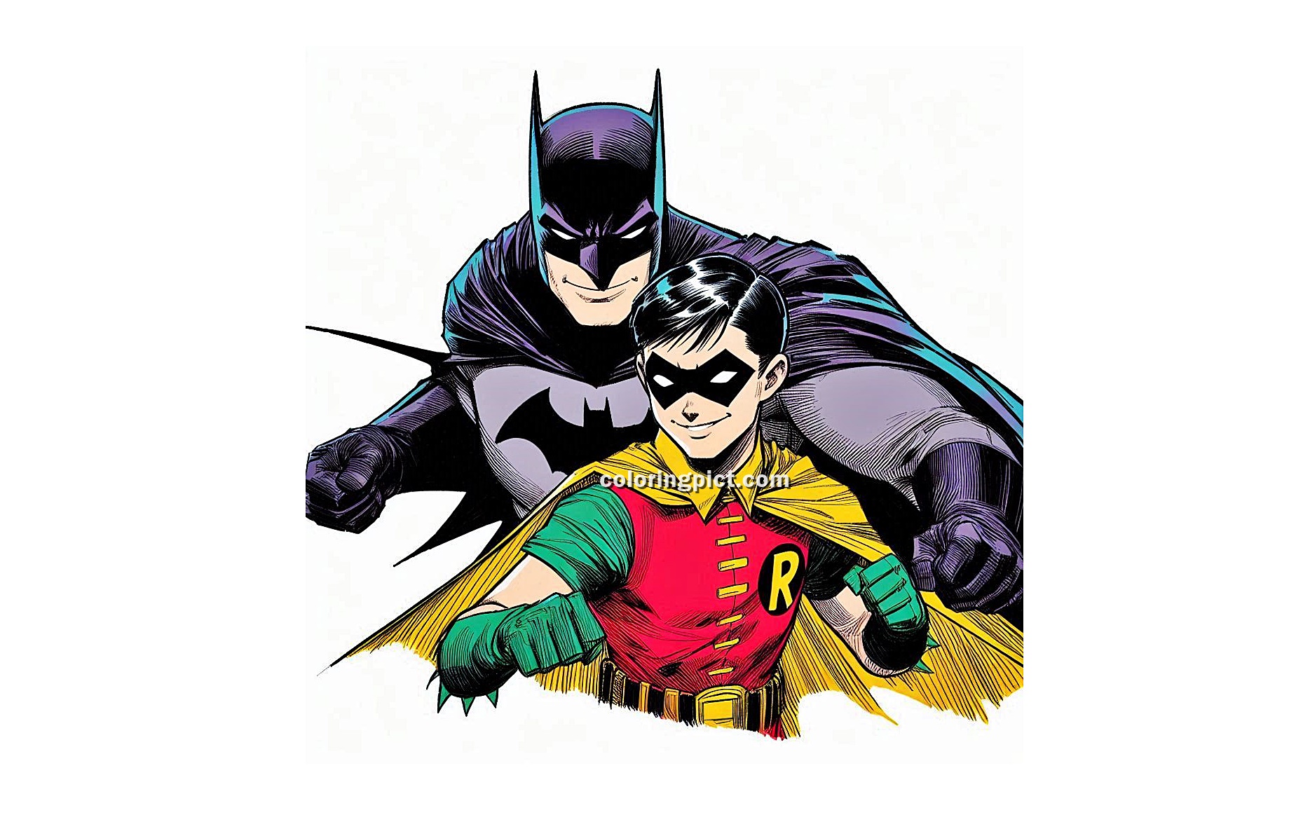 Welcome to our Batman and Robin Coloring Pages for Kids! 3 Image is Batman and Robin Coloring