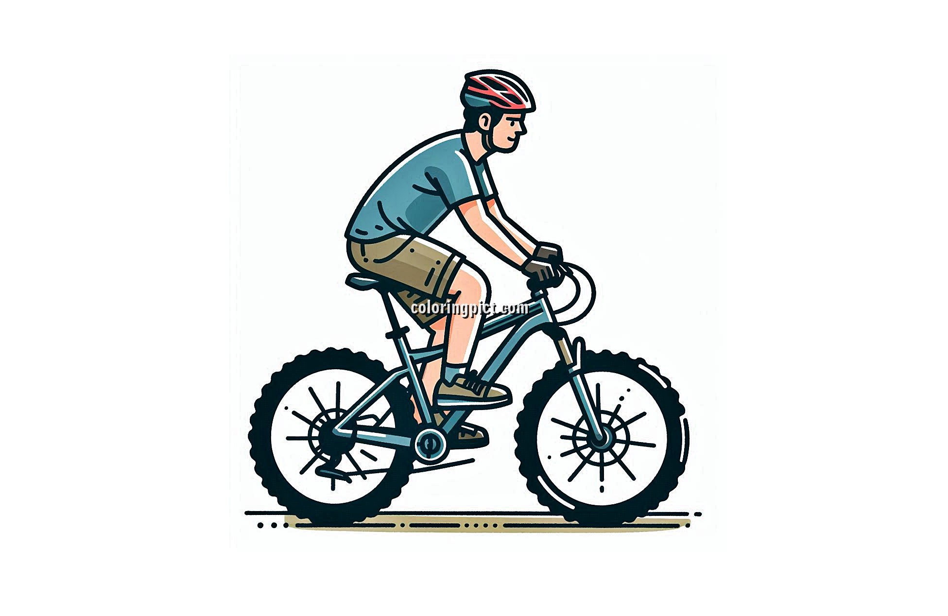 Image is Man Riding Mountain Bicycle Coloring