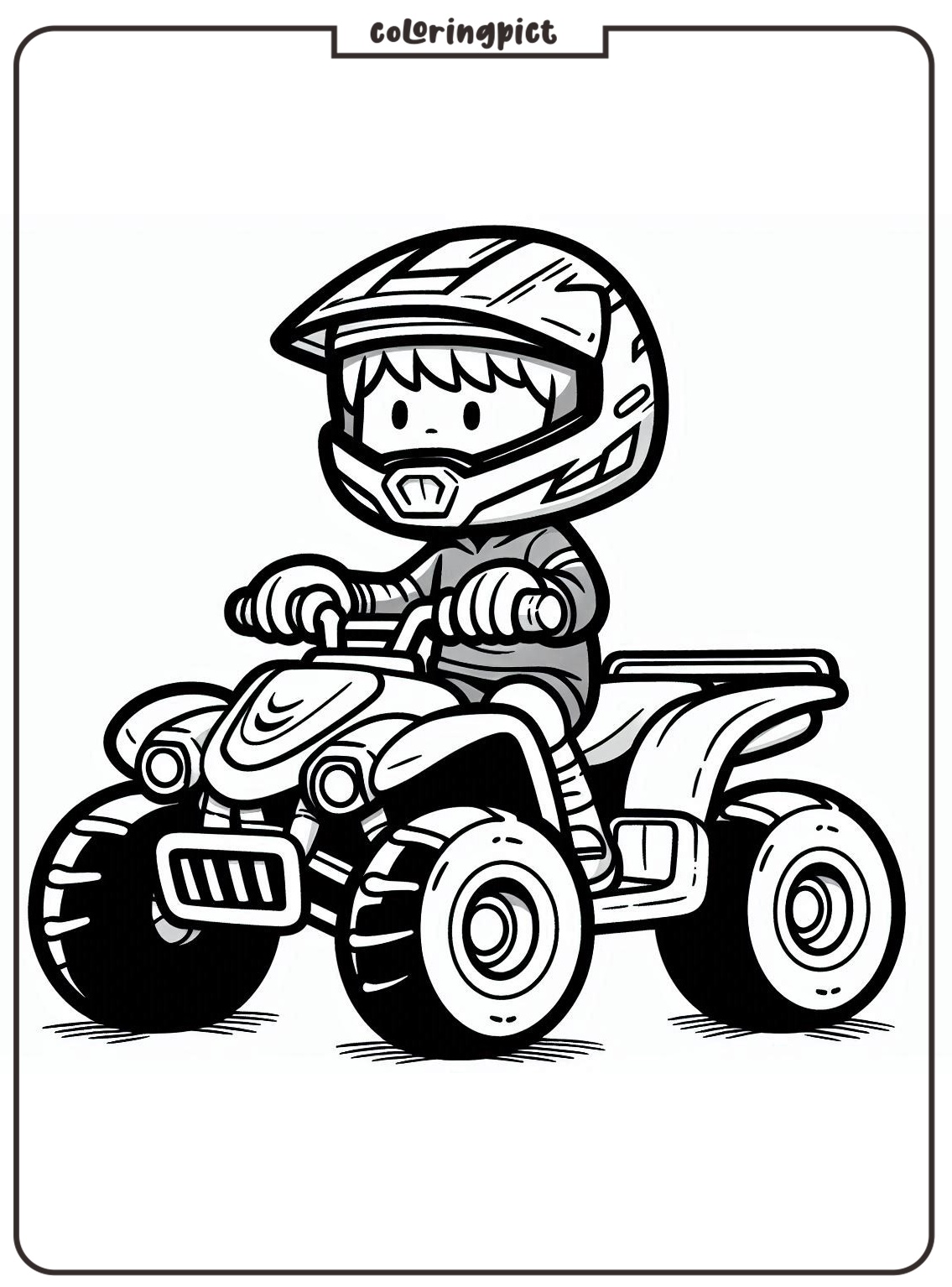 Little Boy Riding ATV Coloring Page for Kids