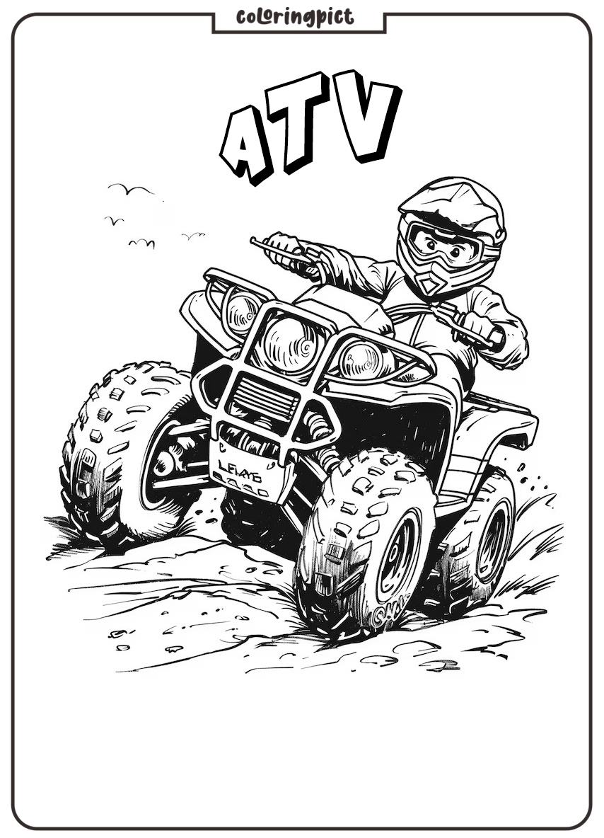 Little Boy Riding ATV Coloring Page