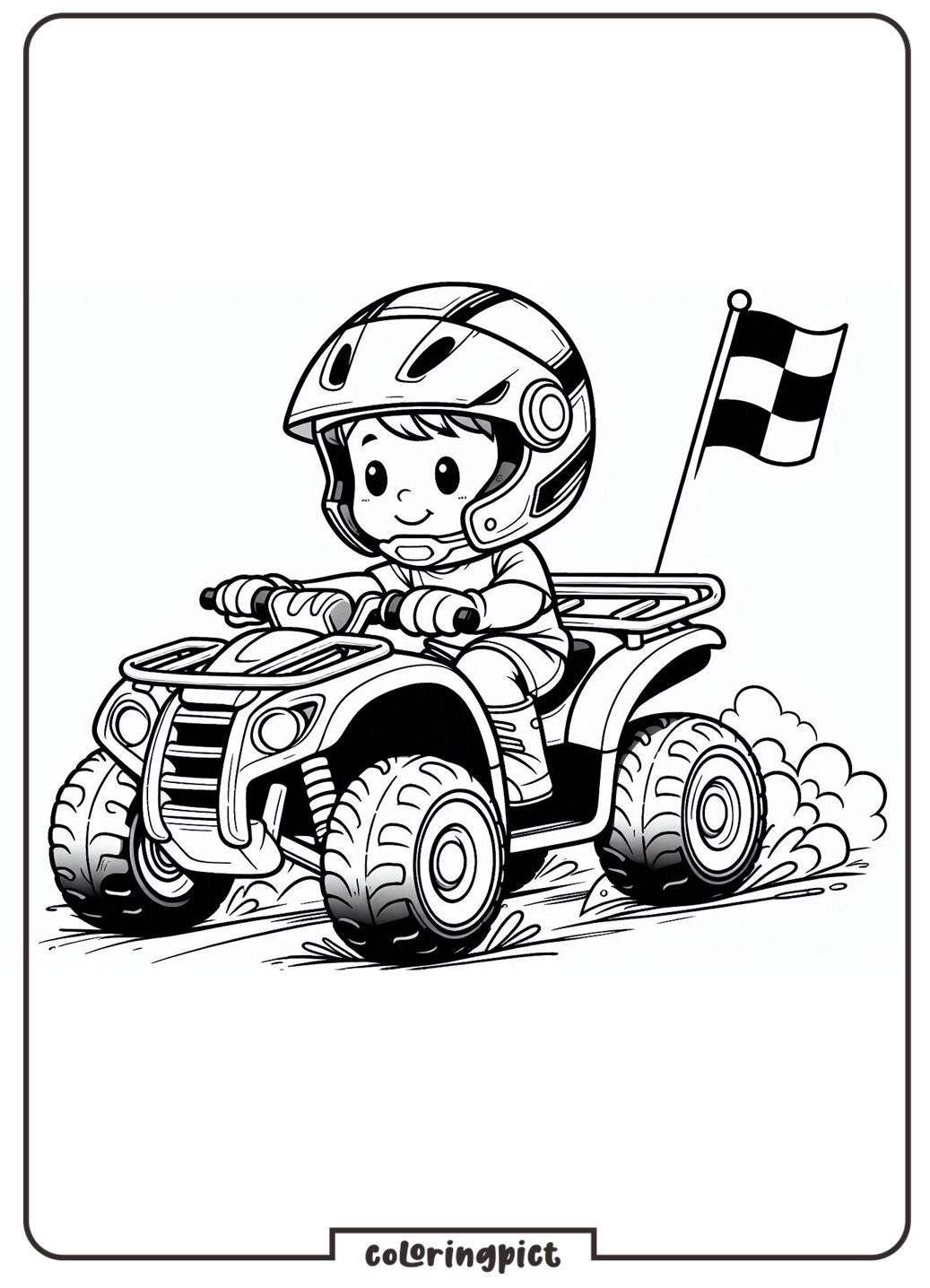 Little Boy Riding ATV Coloring Pages for Kids