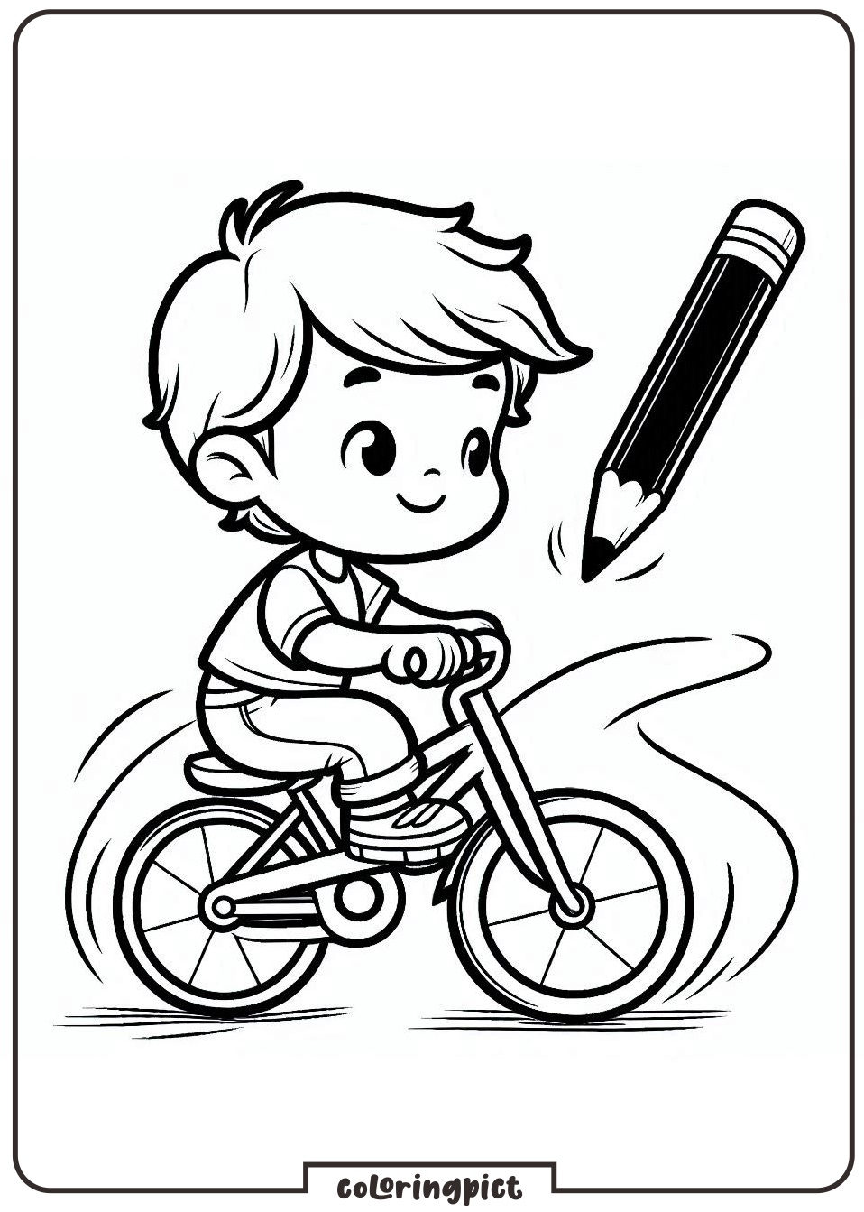 Little Boy Riding Bicycle Coloring Pages 2 Little Boy Riding Bicycle Coloring Page
