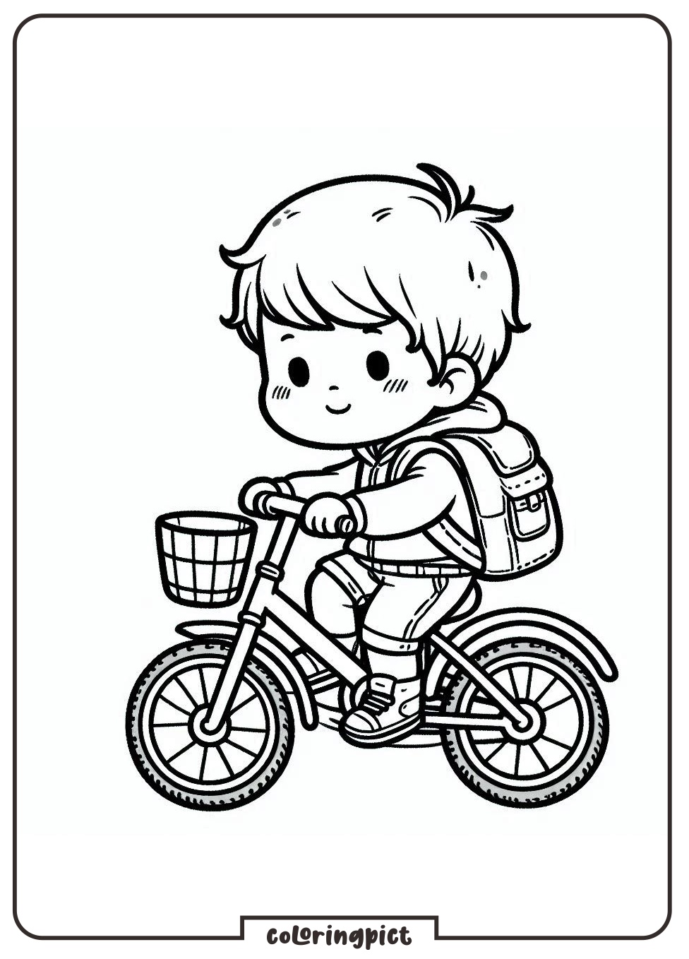 Little Boy Riding Bicycle Coloring Pages 3 Little Boy Riding Bicycle Coloring Pages for Kids