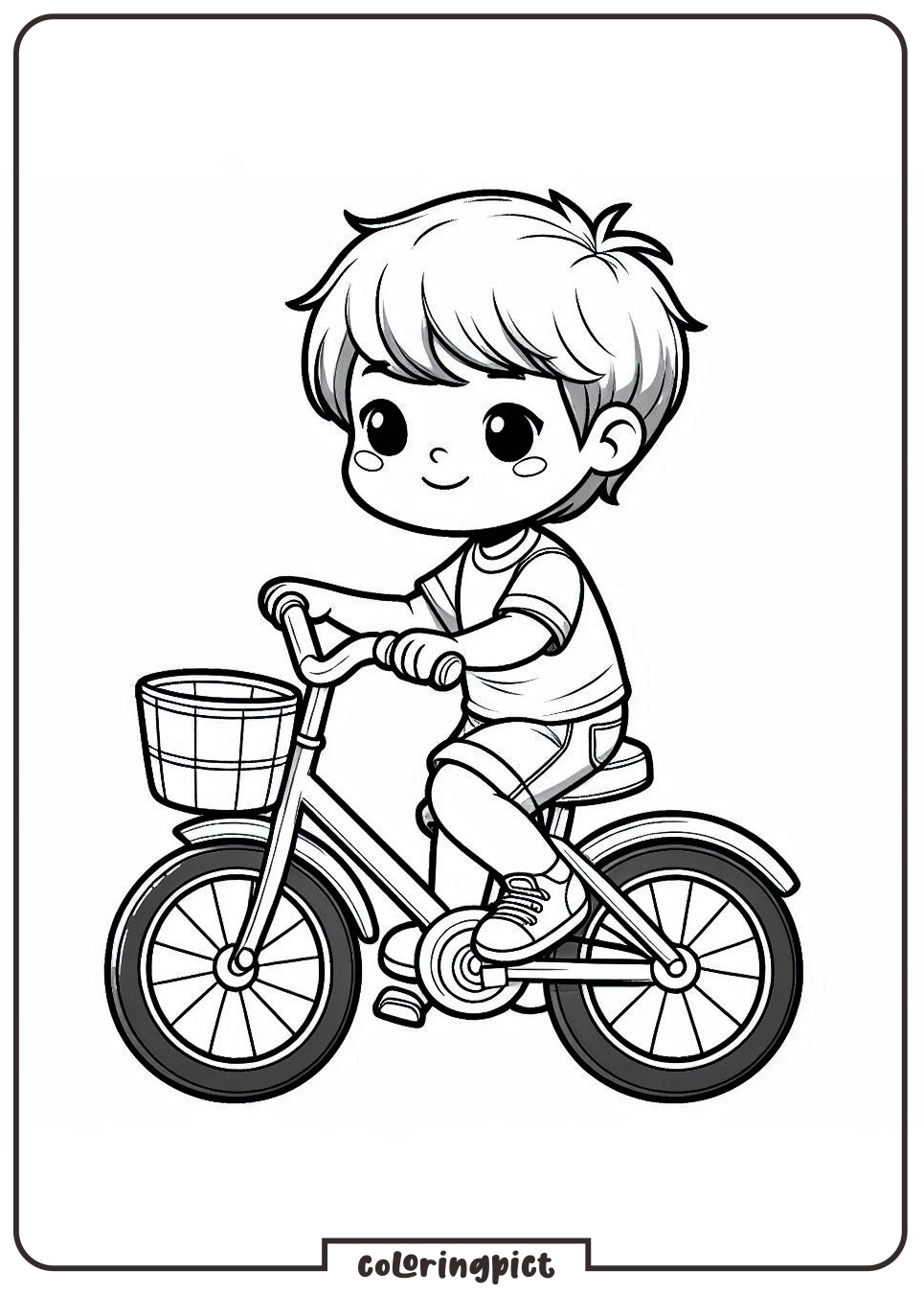 Little Boy Riding Bicycle Coloring Pages 4 Little Boy Riding Bicycle Coloring Pages