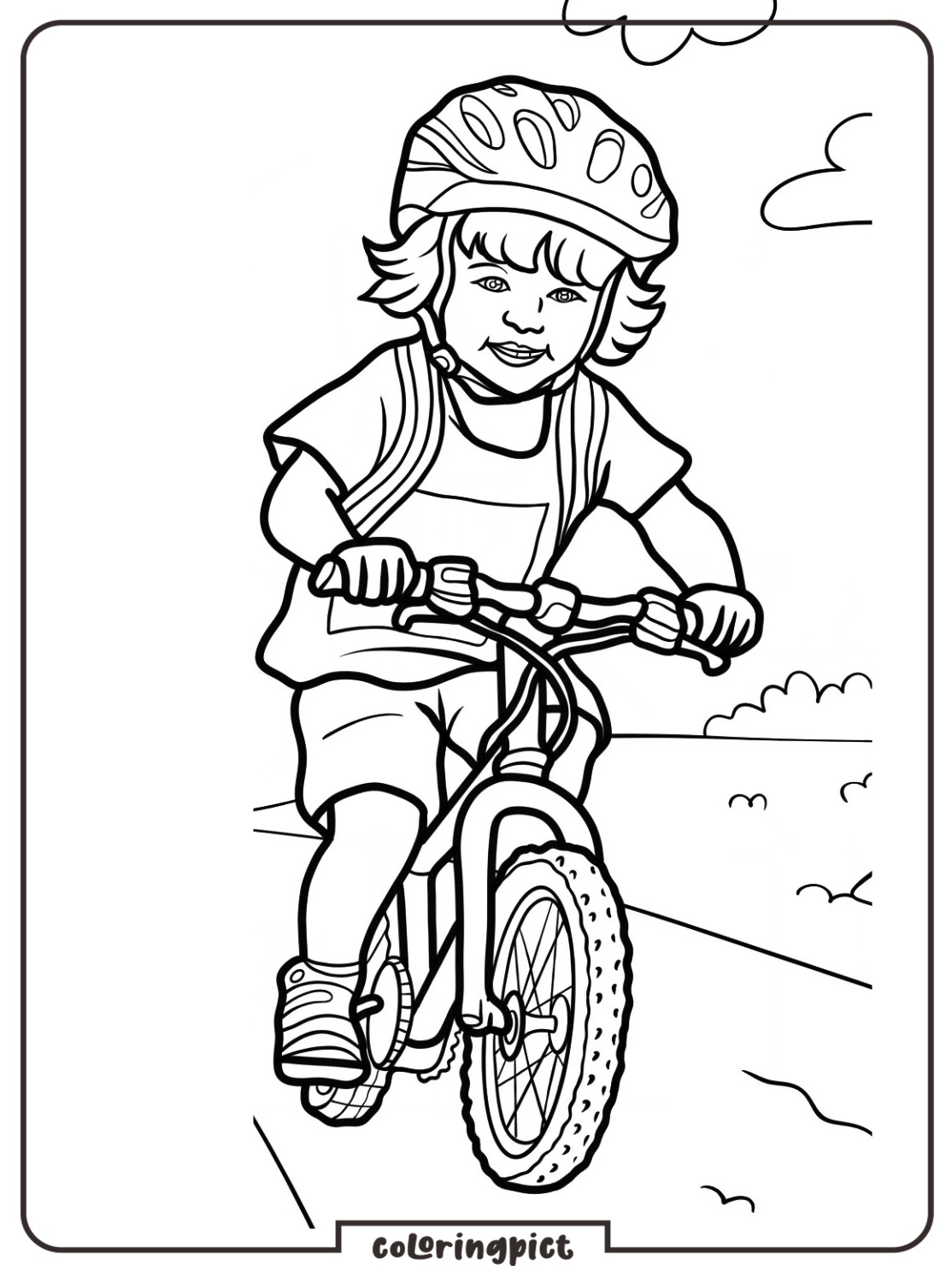 Little Boy Riding Bicycle Coloring Pages 5 Little Boy Riding Bicycle In A Park Coloring Pages
