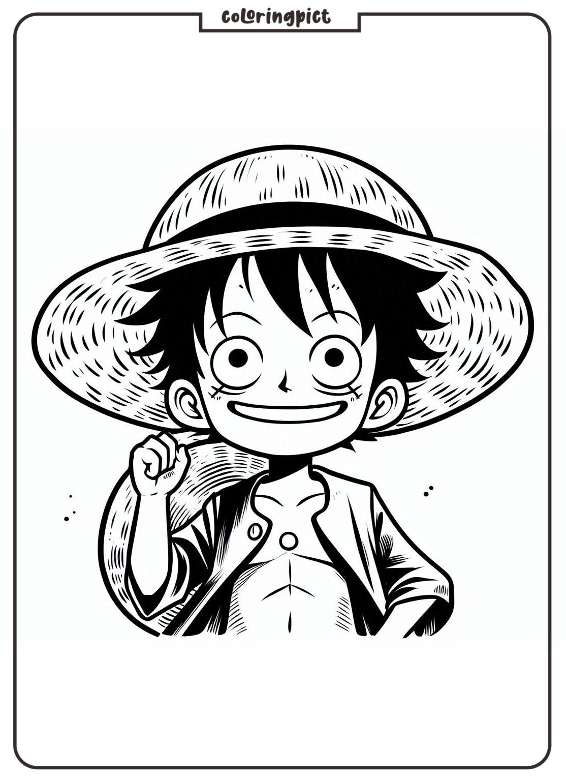 Luffy and his straw hat coloring pages for kids