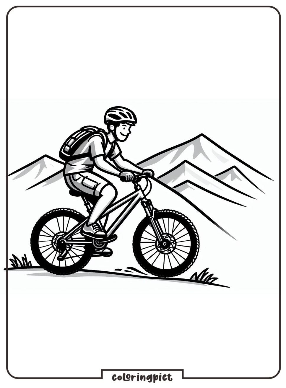 Man Riding Mountain Bicycle Coloring Page