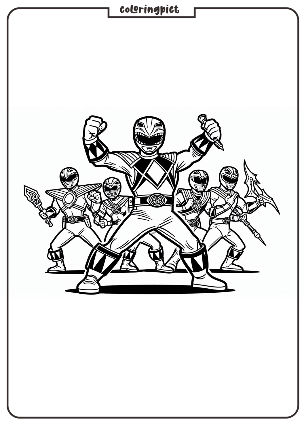 The Mighty Rangers in Colorful Costumes, Power Ranger Coloring Pages 1 Power Ranger Coloring Page
