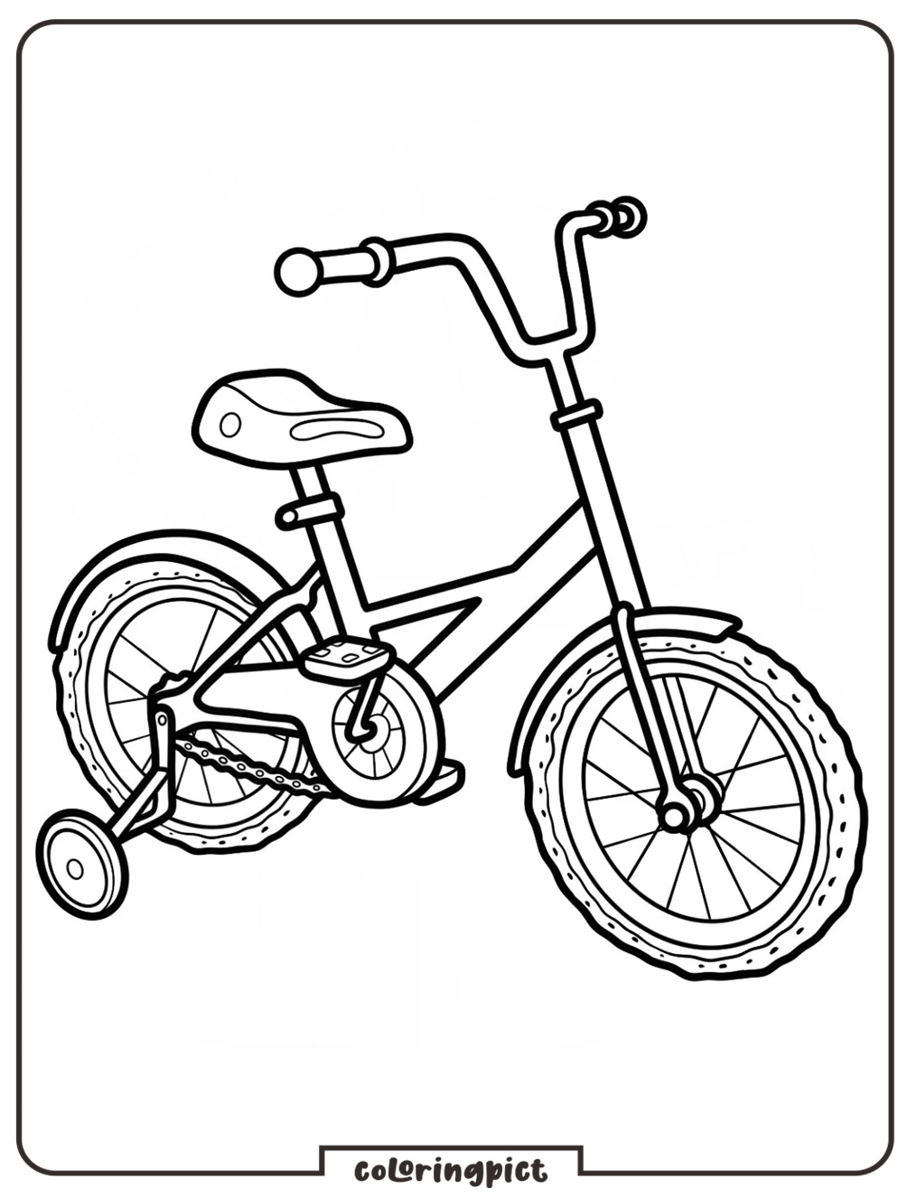 Simple Kids Bicycle Coloring Pages