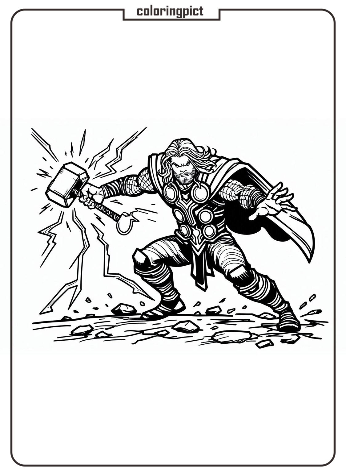 Mighty Hero with His Hammer Thor Coloring Pages 2 Thor Coloring Pages
