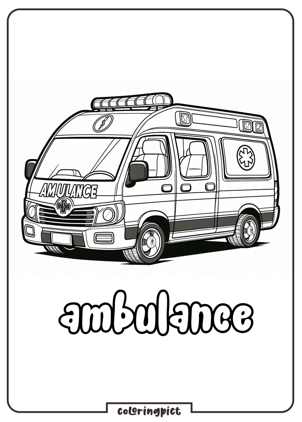 ambulance car coloring page for kids