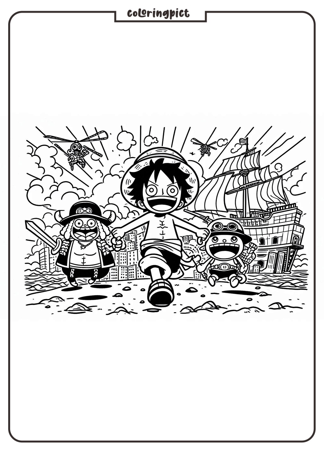 coloring pages one piece cartoon movie