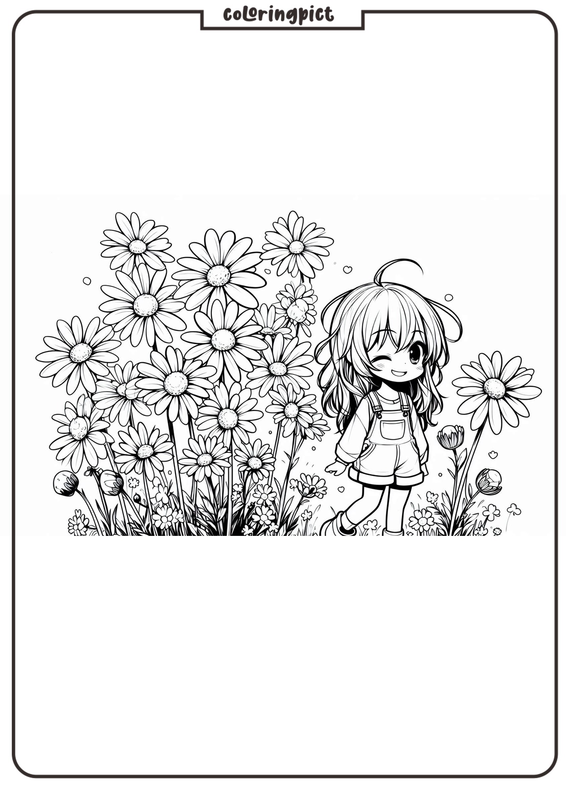 daisy coloring page for kids