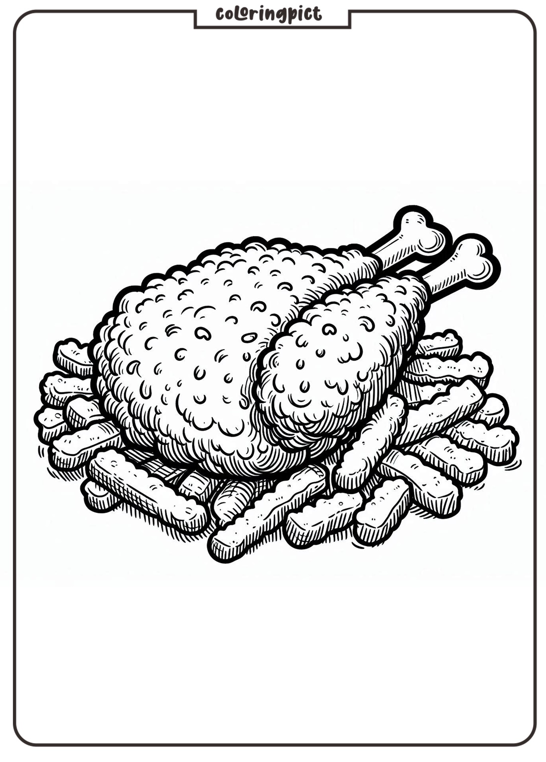 fried chicken coloring pages for kid