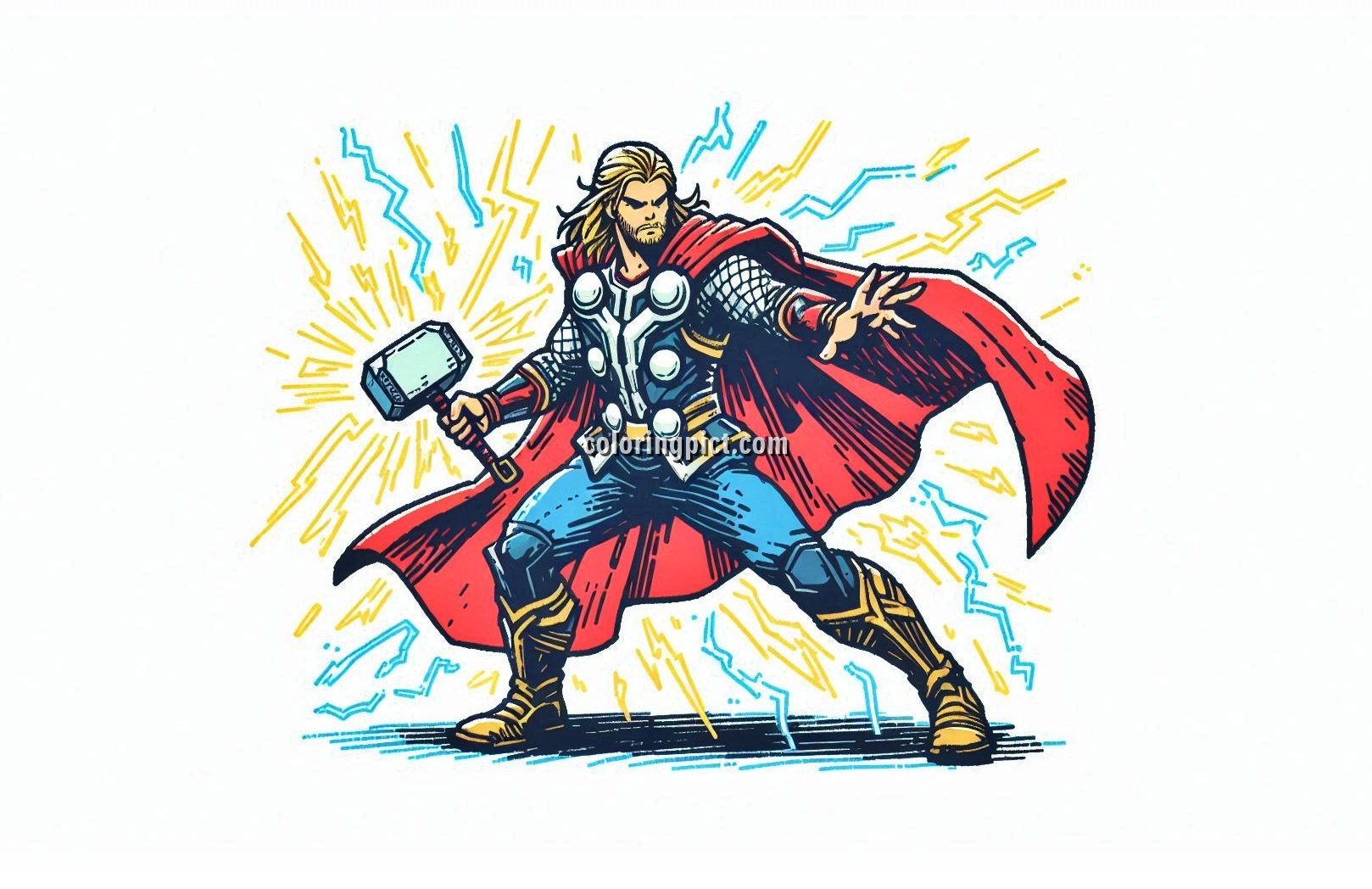 Mighty Hero with His Hammer Thor Coloring Pages 3 image is Thor coloring pages