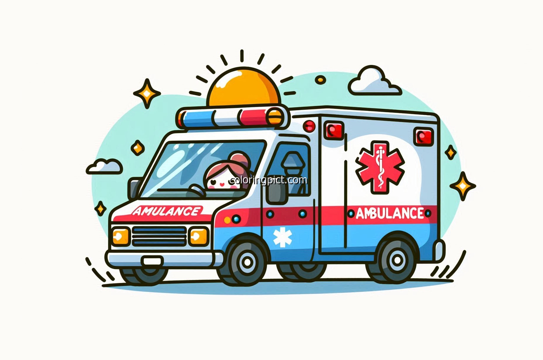 image is ambulance car coloring