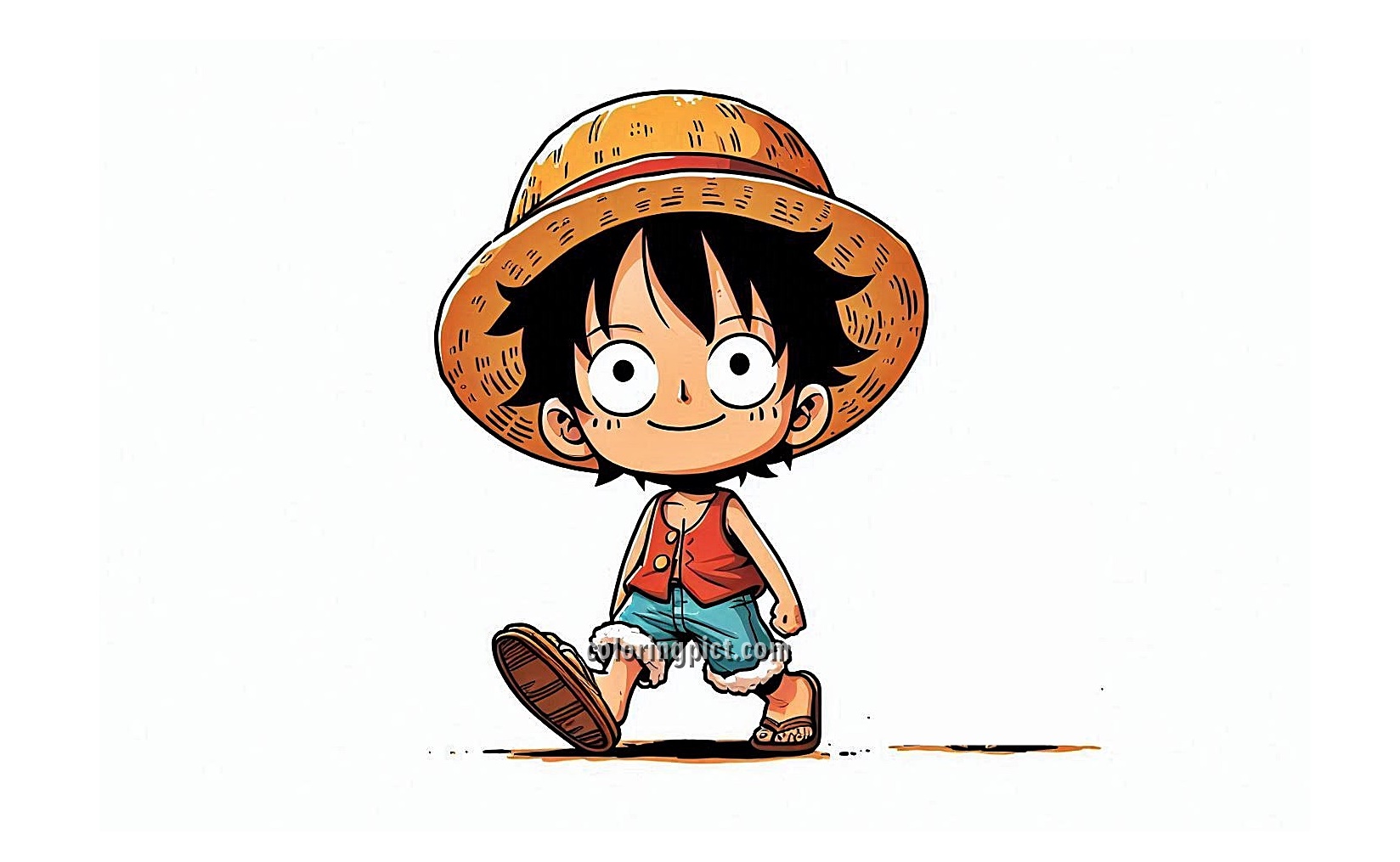 images is Luffy and his straw hat coloring