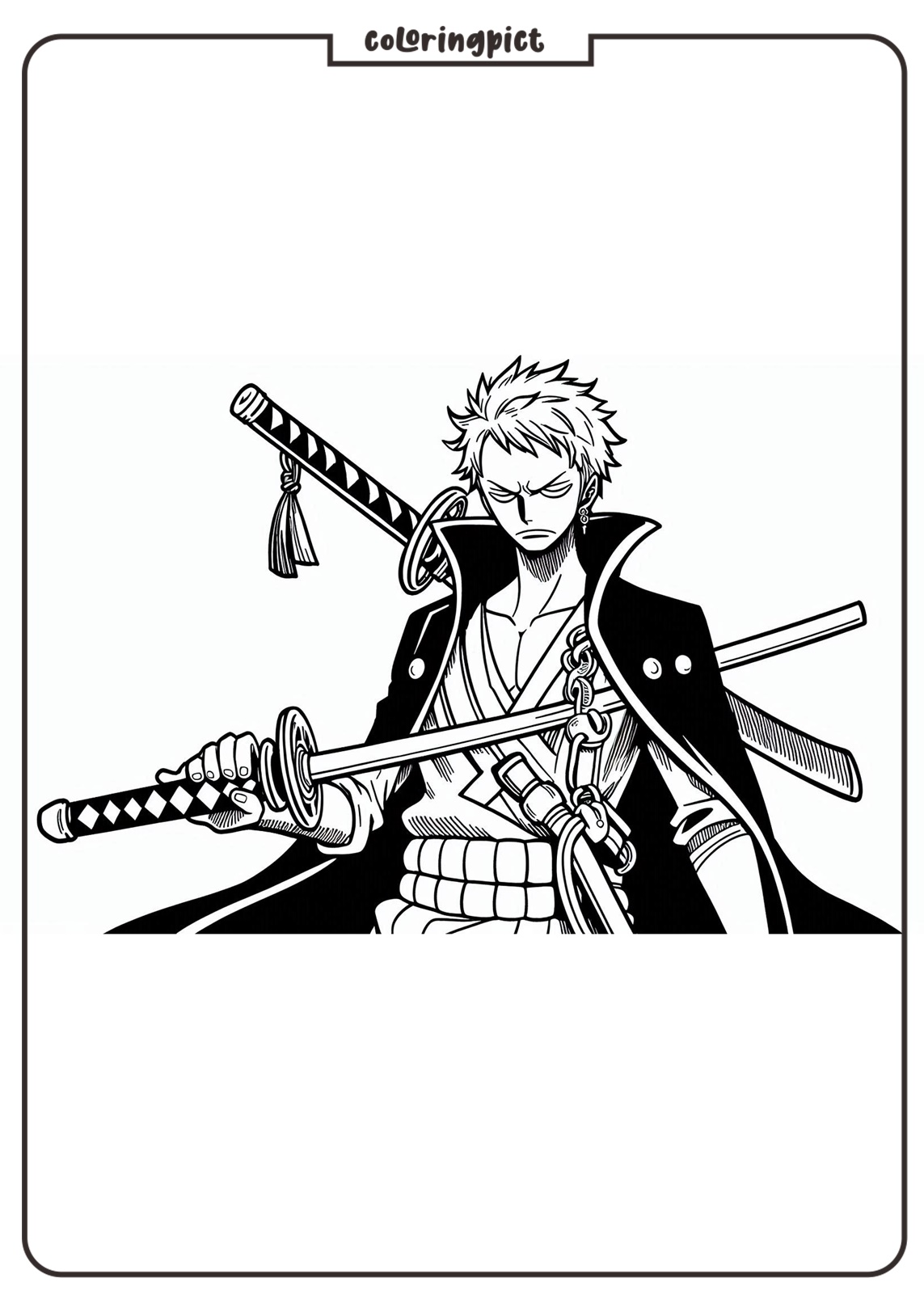 The Brave Swordsman Roronoa Zoro Coloring Pages 1 roronoa zoro one piece cartoon movie coloring page