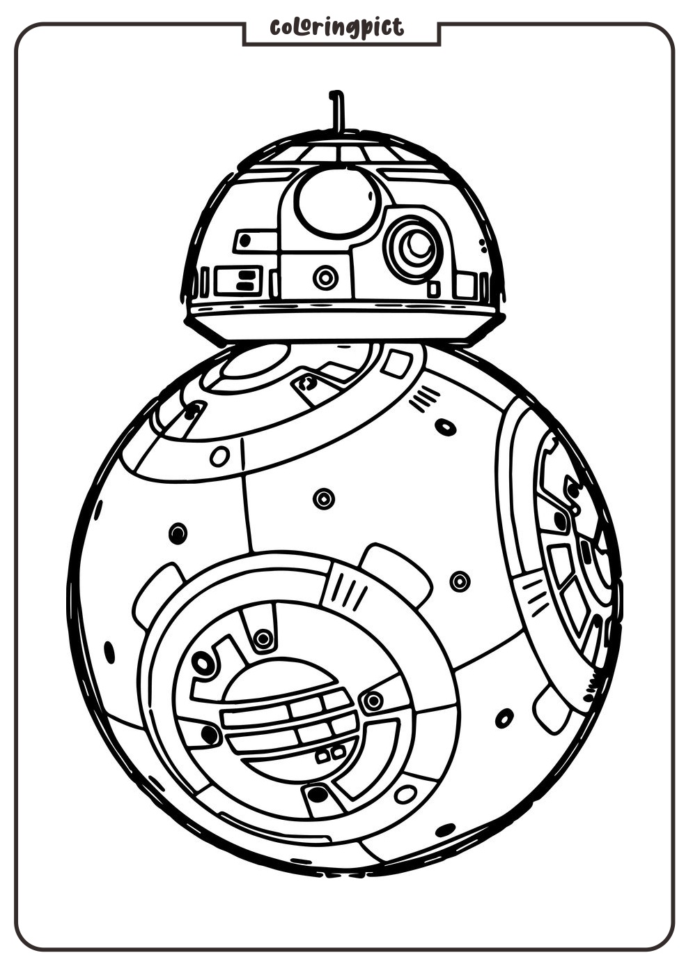 Lovable and Brave Droid from the Star Wars Universe, BB-8 Coloring Pages 1 BB8 Coloring Pages