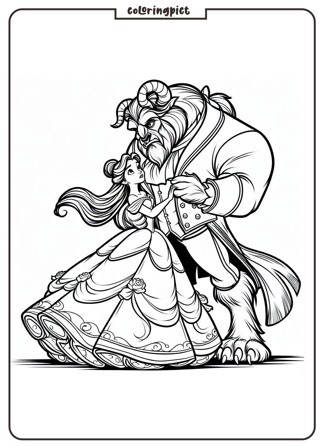 Beauty and the Beast Coloring Pages for Kids 1 Beauty ang the Beast Coloring Page