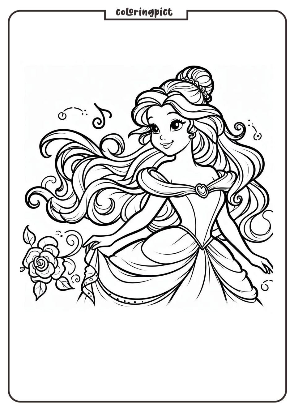 Step into a Magical Fairy Tale with the Belle Coloring Pages! 1 Belle Coloring Pages for Kids