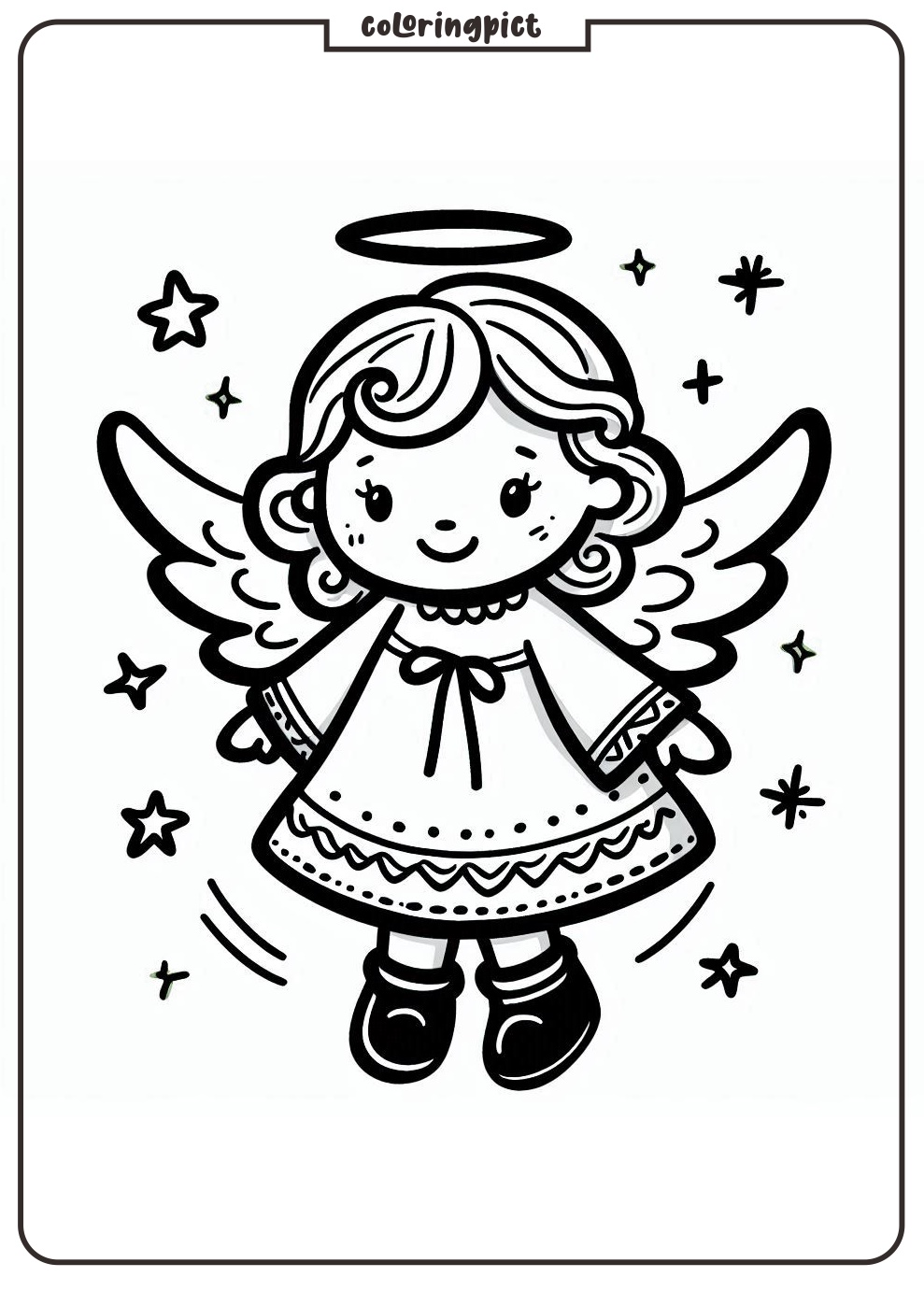 Christmas Angel Coloring Page coloringpict.com
