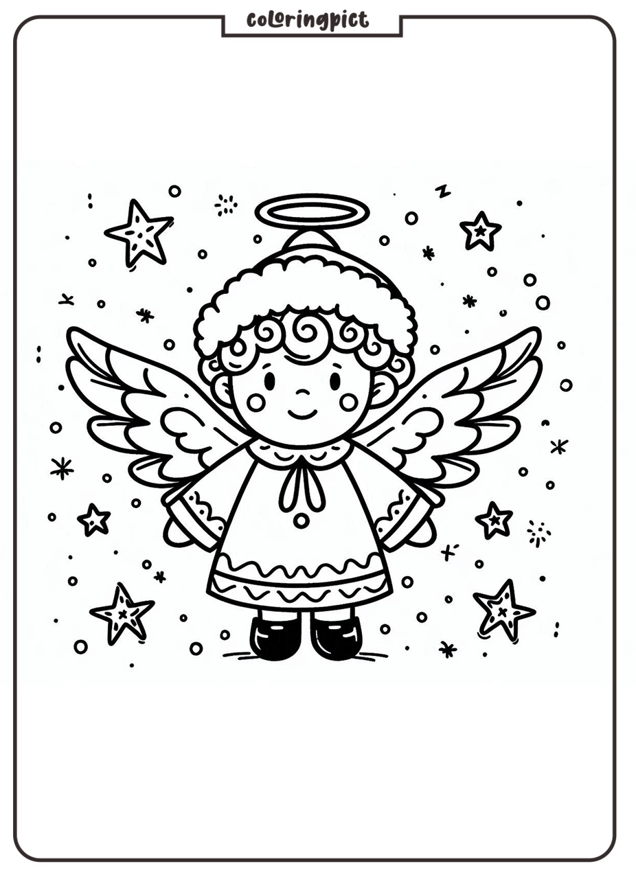 Christmas Angel Coloring Page for Kids coloringpict.com