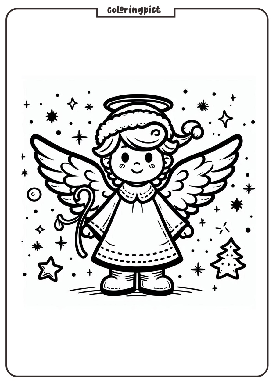 Christmas Angel Coloring Pages for Kid coloringpict.com