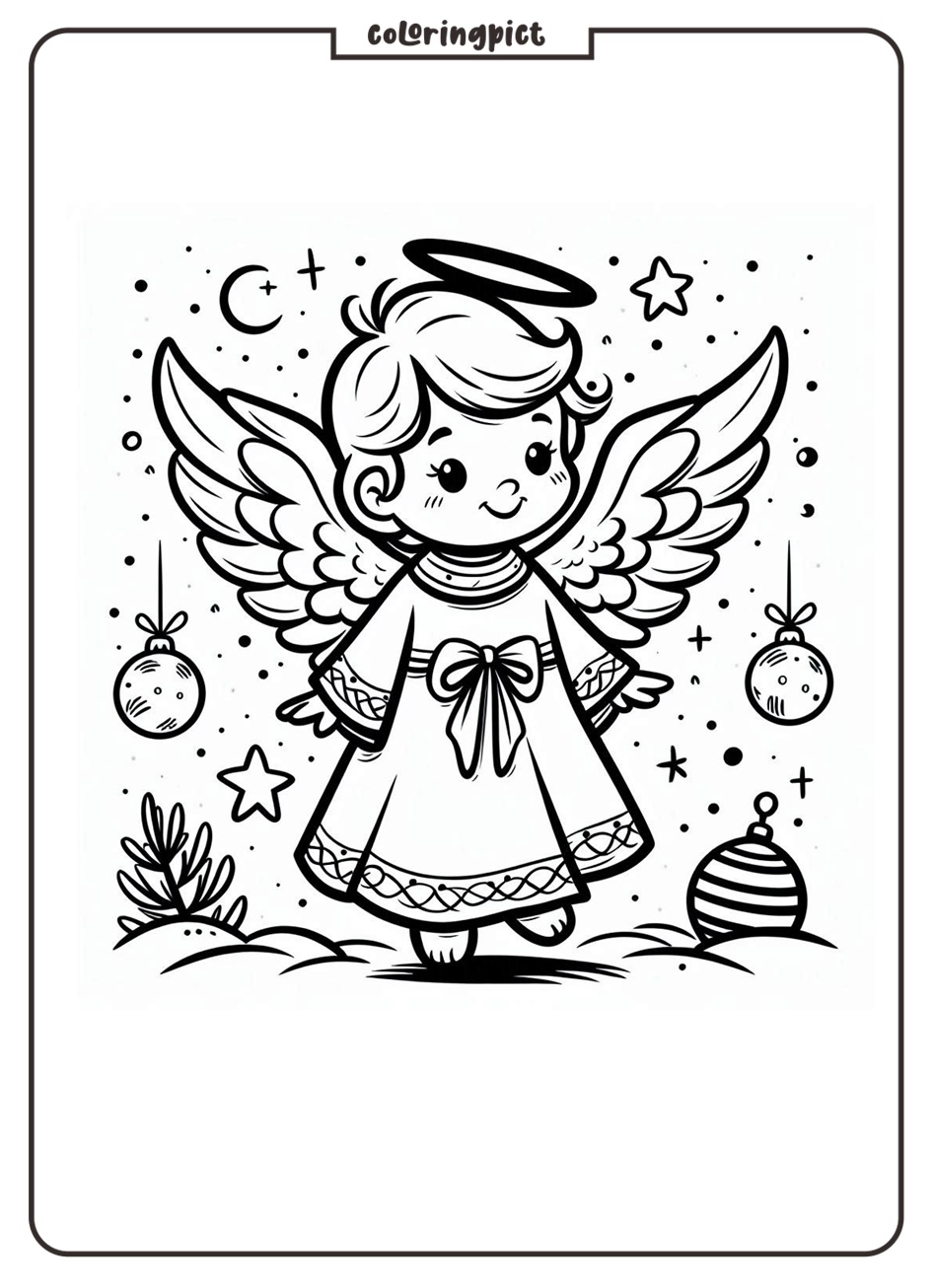 Christmas Angel Coloring Pages for Kids coloringpict.com