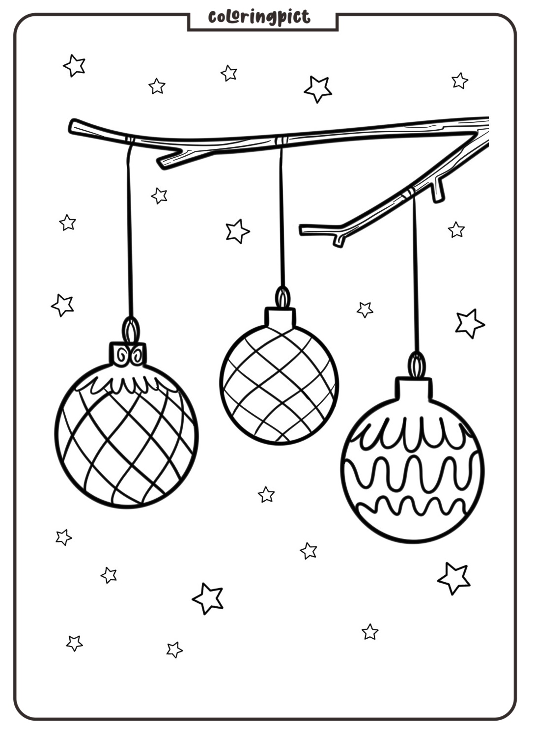 Christmas Ornament Coloring Page for Kids coloringpict.com