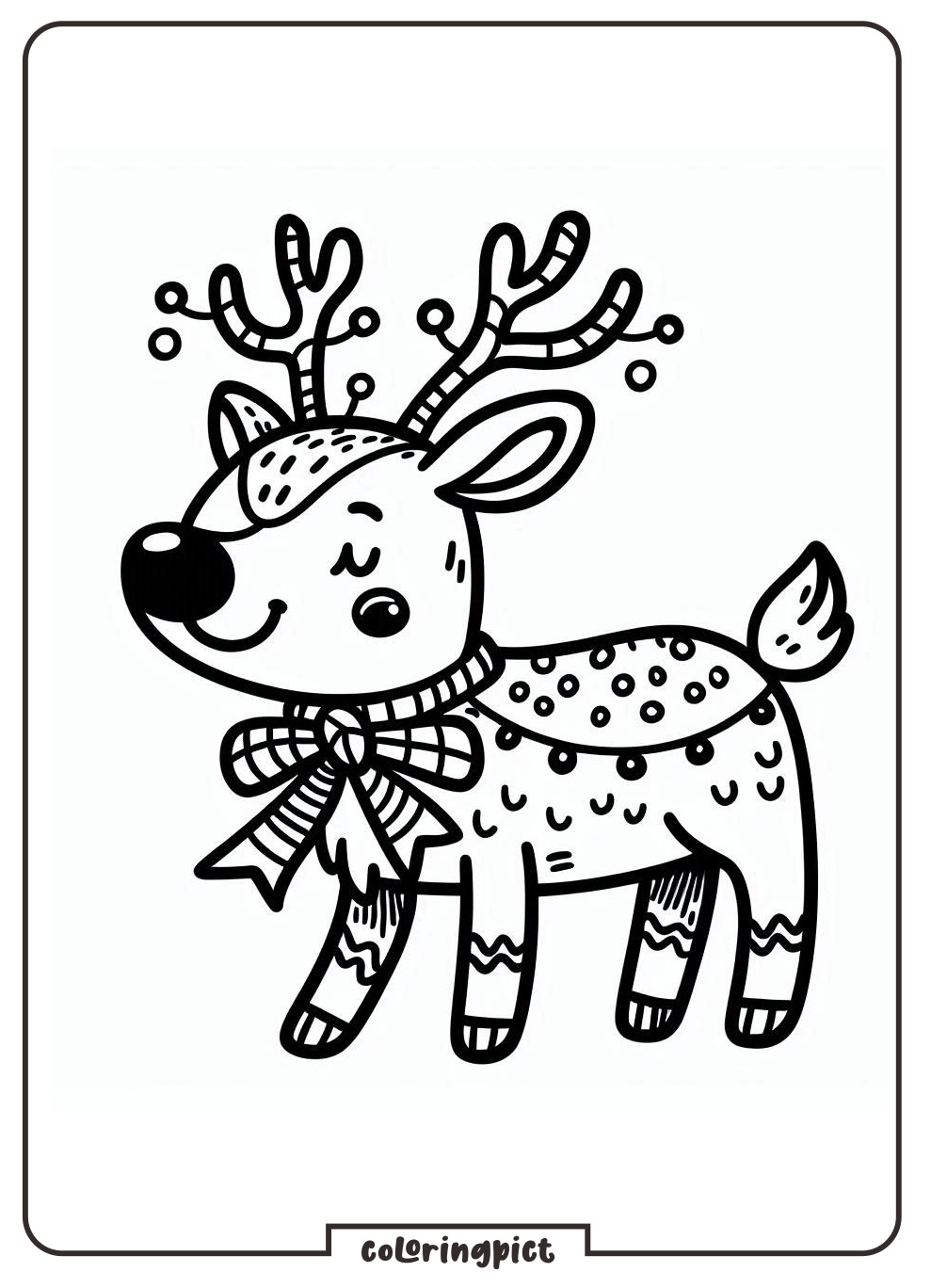 Christmas Reindeer Coloring Online Page for Kid coloringpict.com