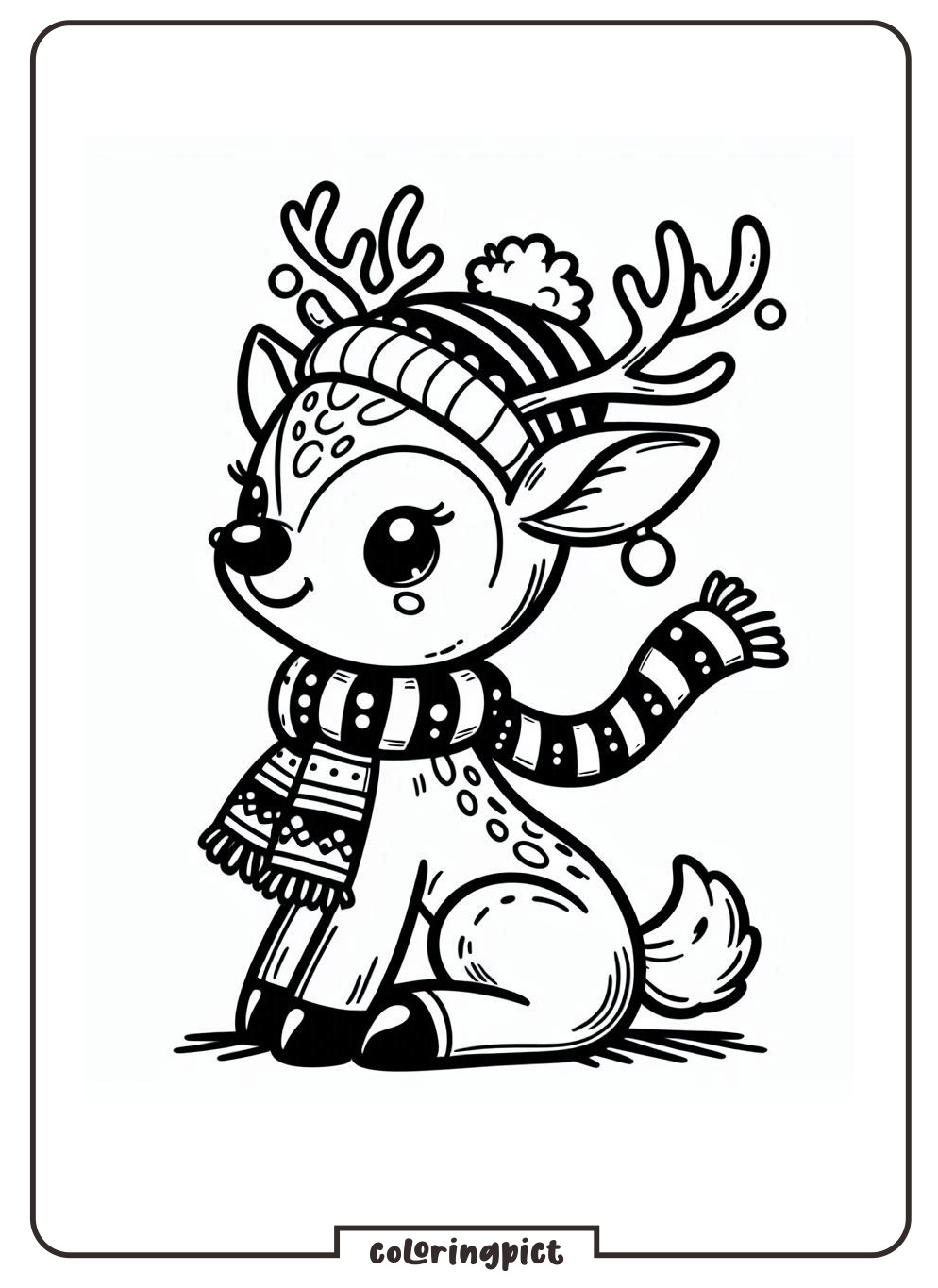 Christmas Reindeer Coloring Online Page for Kids coloringpict.com
