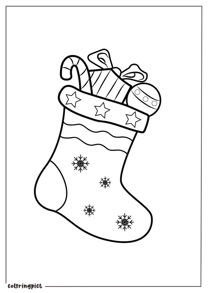 Christmas Stocking Full of Gifts Coloring Online Pages coloringpict.com