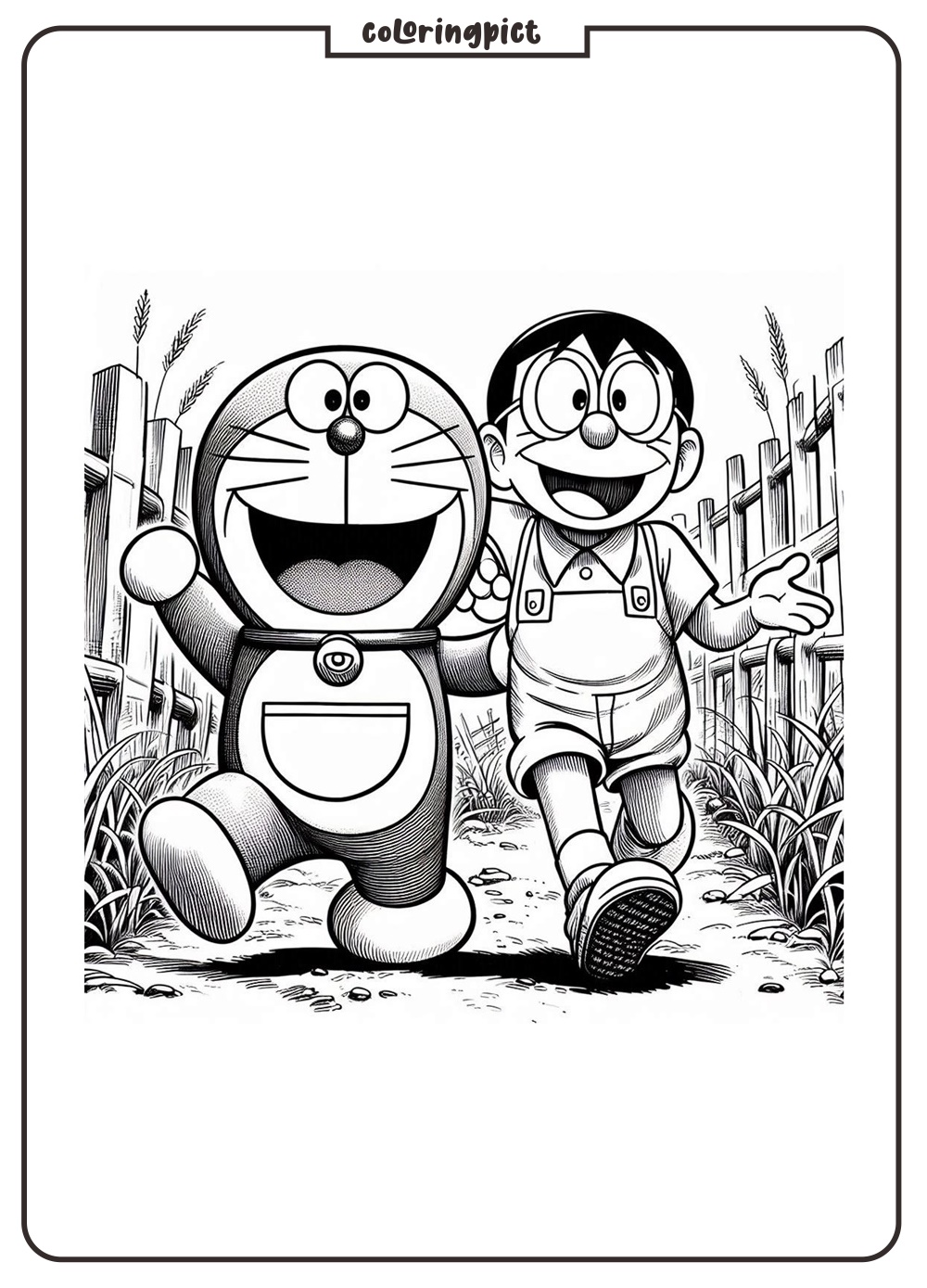 Doraemon and Nobita Coloring Page coloringpict.com