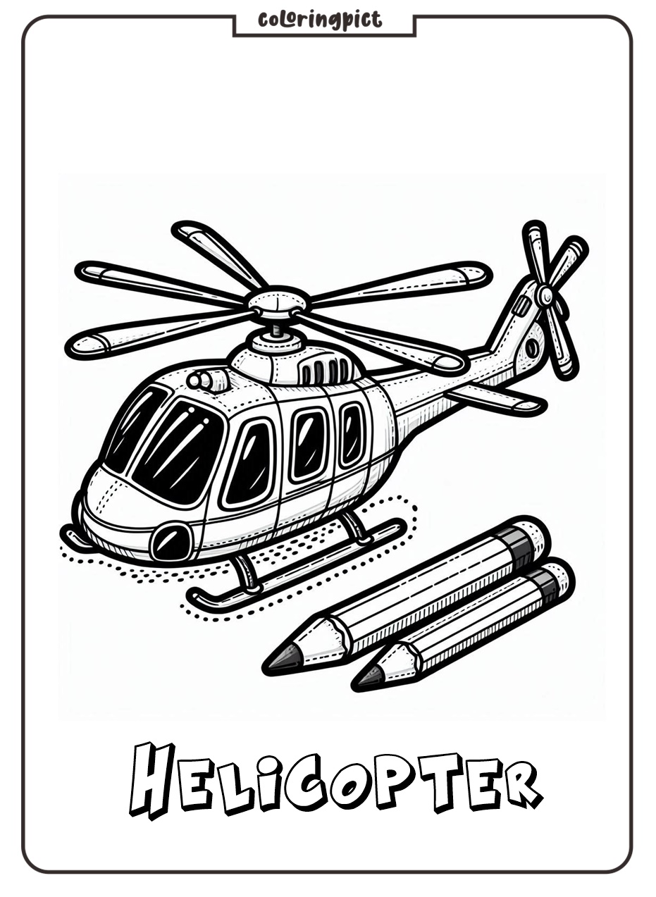 Helicopter Coloring Page for Kids