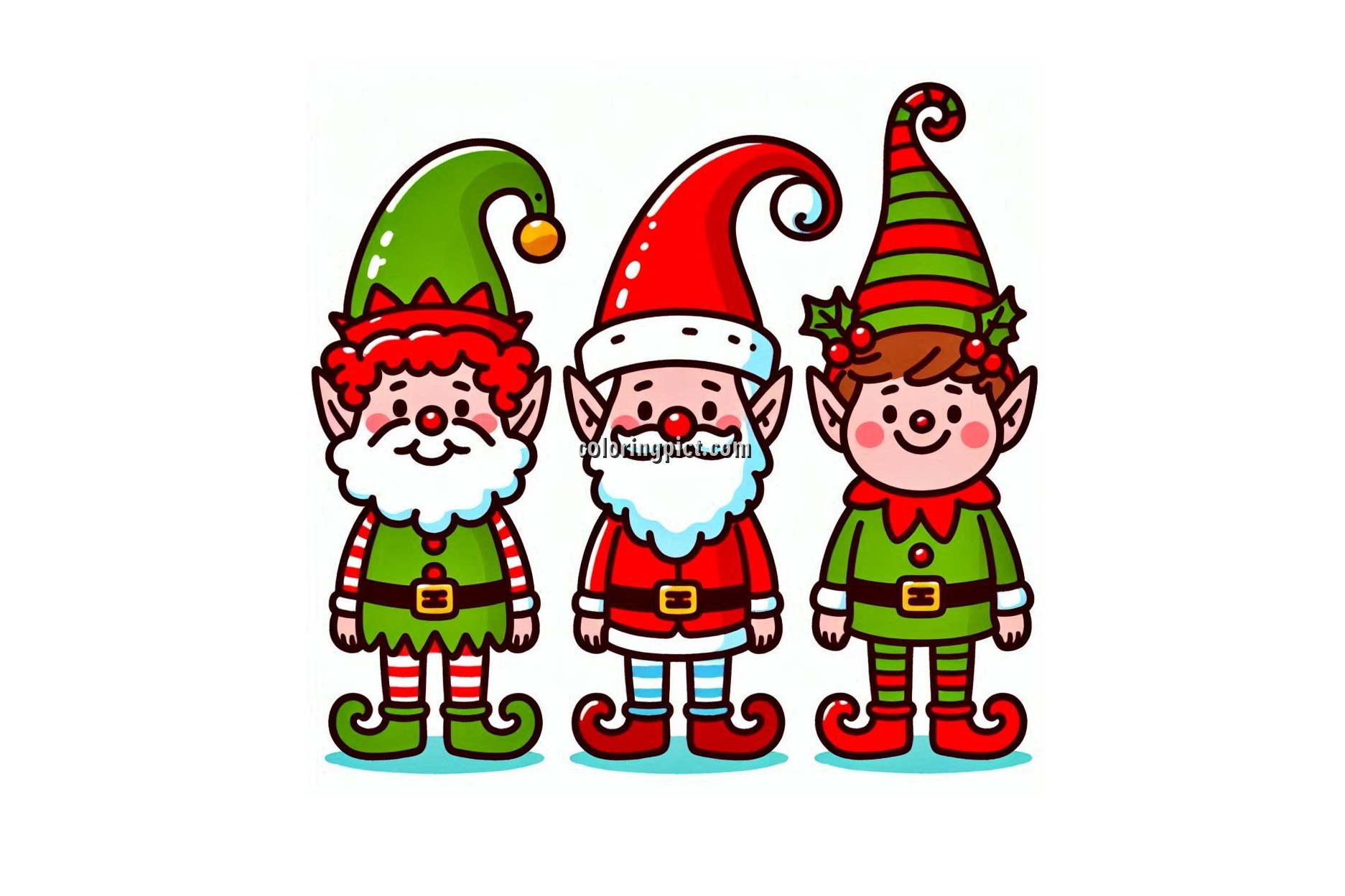 Image is Christmas Elves Coloring