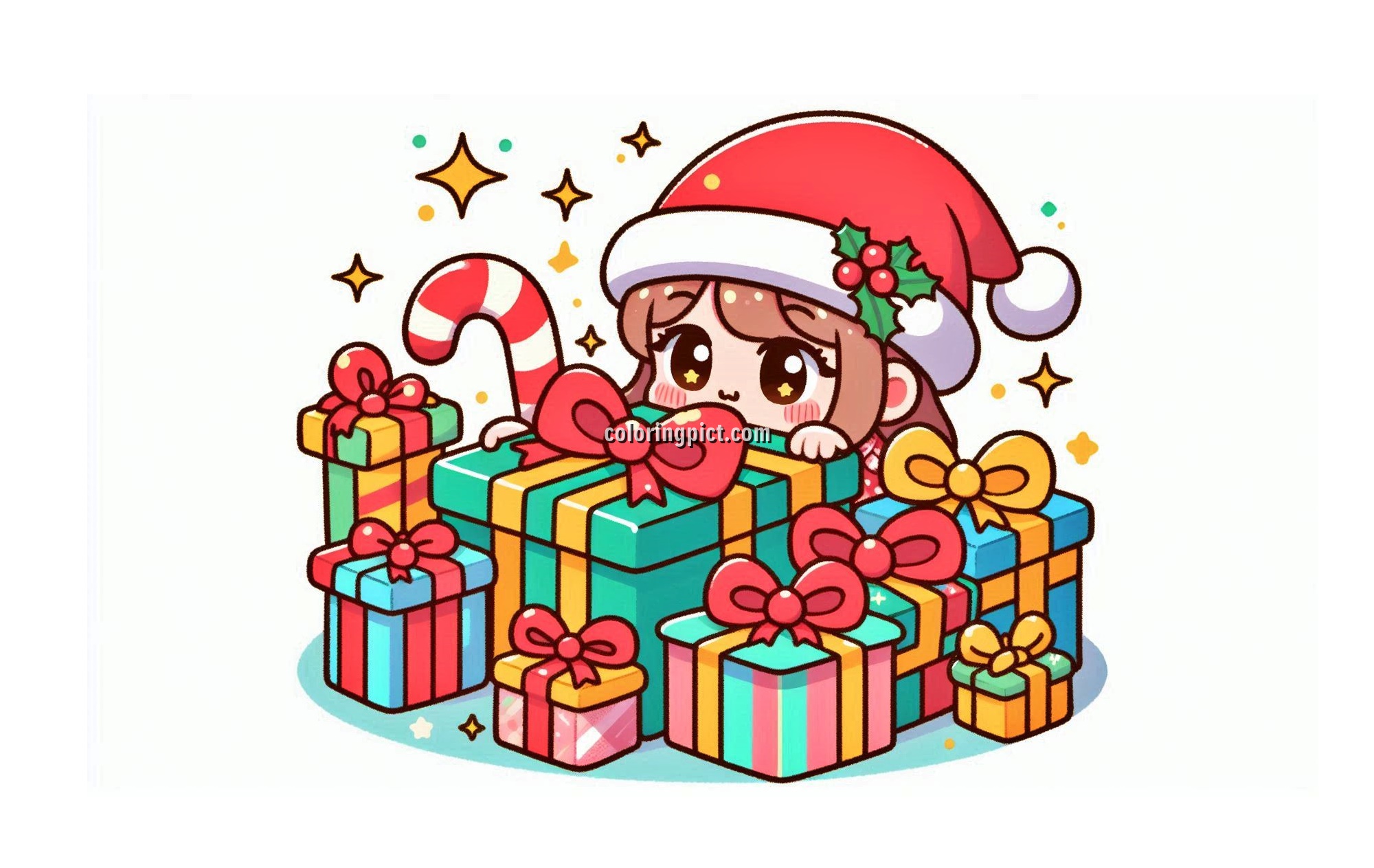 Image is Christmas Present Coloring