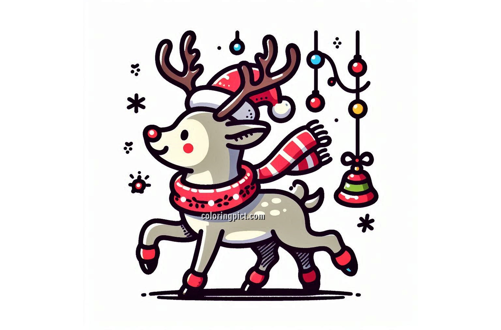 Image is Christmas Reindeer Coloring