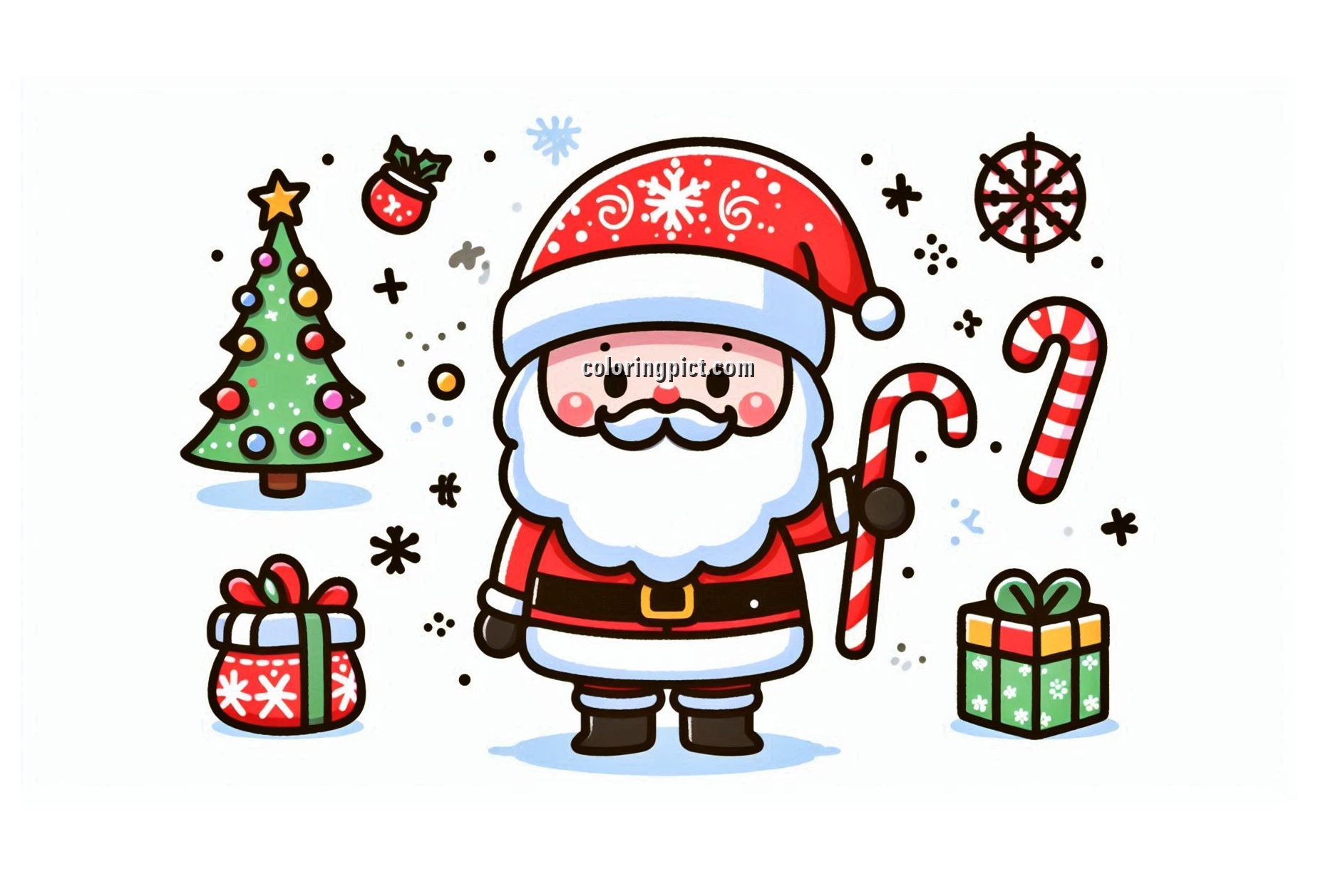 Image is Christmas Santa Coloring Online Pages