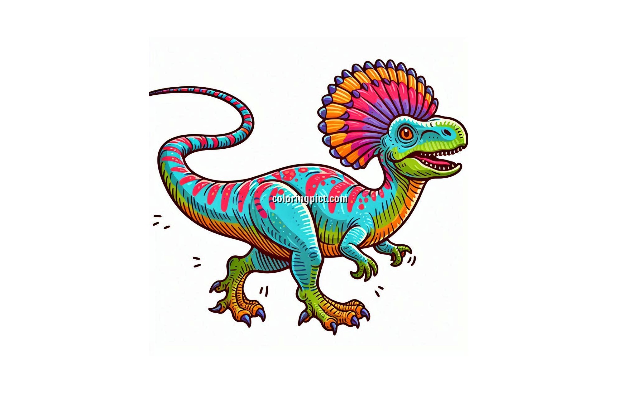 Dinosaur with a Distinctive Crest on Its Head, Dilophosaurus Coloring Pages 5 Image is Dilophosaurus Coloring Pages Dinosaurs