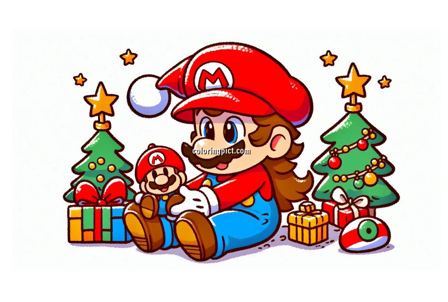 Image is Mario Christmas Coloring