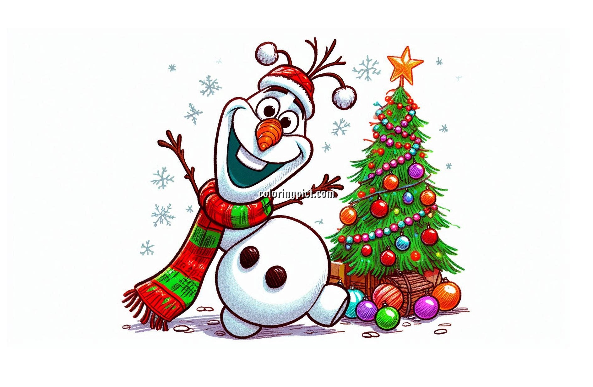 Image is Olaf Christmas Coloring