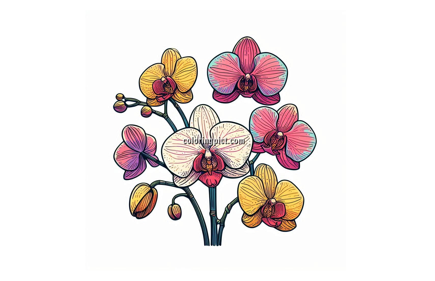 Image is Orchid Flower Coloring