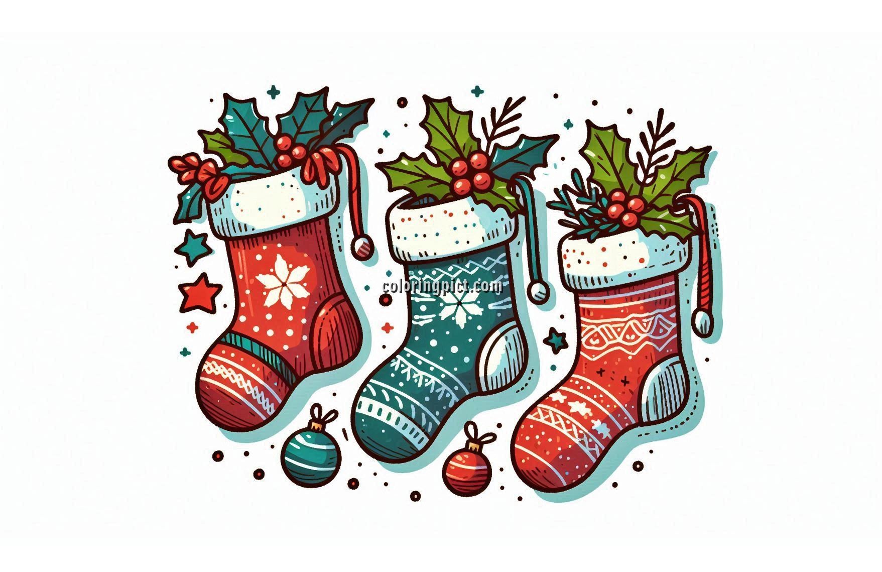 Image is Stocking Coloring Pages coloringpict.com